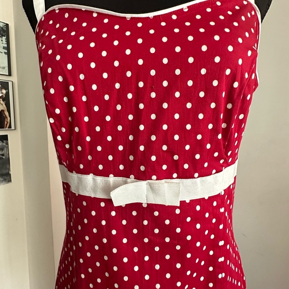 Vintage Gloria Vanderbuilt red polkadot pinup style dress - Picture 7 of 8